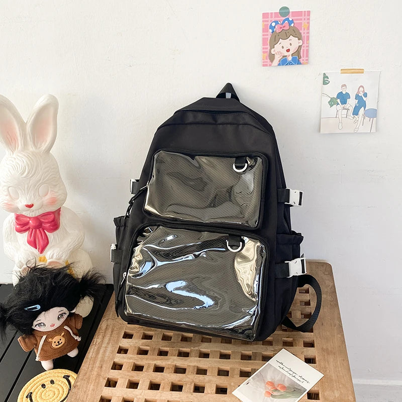 🎒✨ Mochila Transparente Estilo Japonés ITA – Gran Capacidad para Escuela, Universidad y Cosplay 💖🌸
