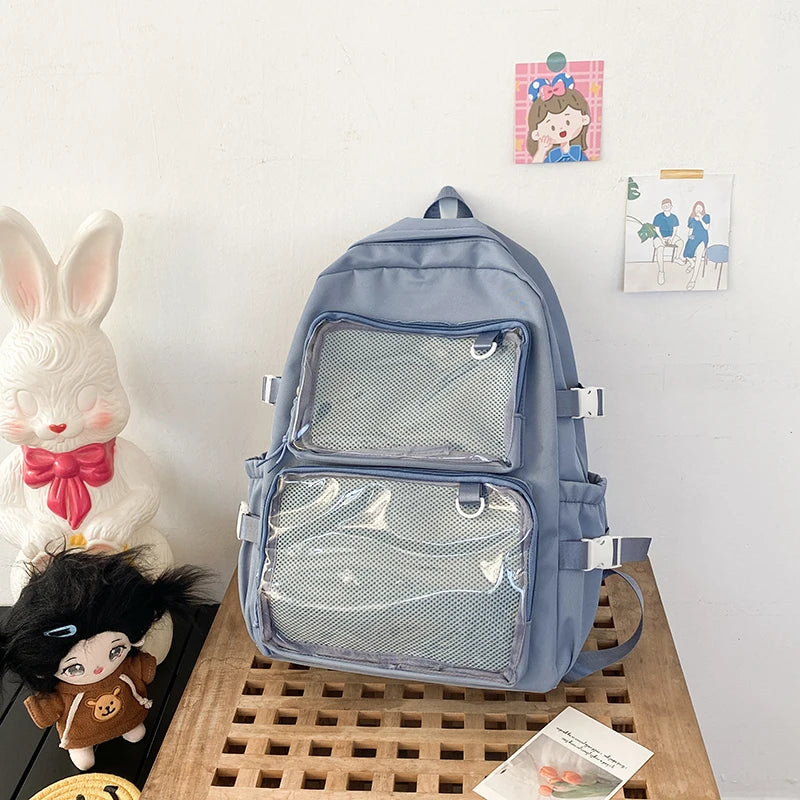 🎒✨ Mochila Transparente Estilo Japonés ITA – Gran Capacidad para Escuela, Universidad y Cosplay 💖🌸