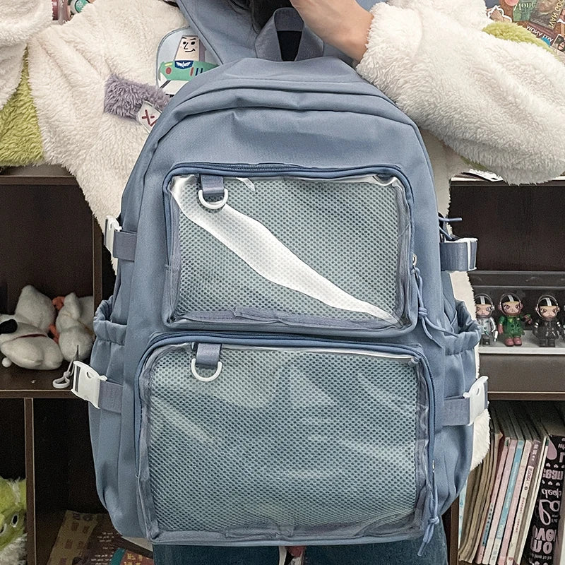 🎒✨ Mochila Transparente Estilo Japonés ITA – Gran Capacidad para Escuela, Universidad y Cosplay 💖🌸
