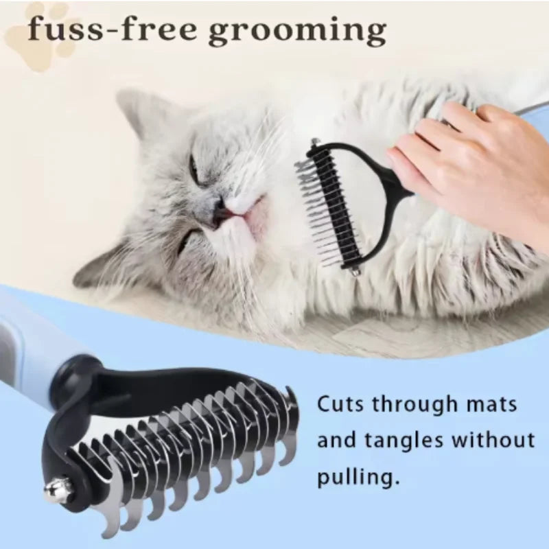 Cepillo de aseo para mascotas de acero inoxidable de doble cara: peine para eliminar el pelo, cepillo para desenredar el pelo de perros y gatos, esencial para el aseo de gatos
