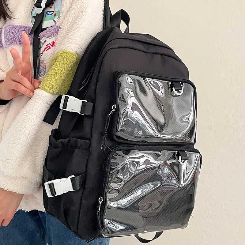 🎒✨ Mochila Transparente Estilo Japonés ITA – Gran Capacidad para Escuela, Universidad y Cosplay 💖🌸