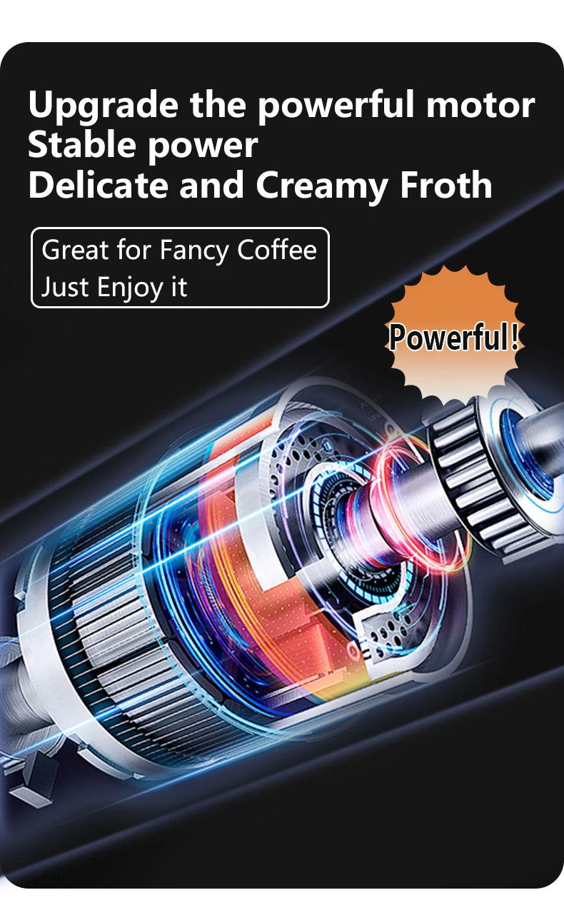 Wireless Electric Milk Frother Type-C Handheld Blender Stainless Steel Mini Coffee Maker Whisk Mixer for Coffee Cappuccino Cream
