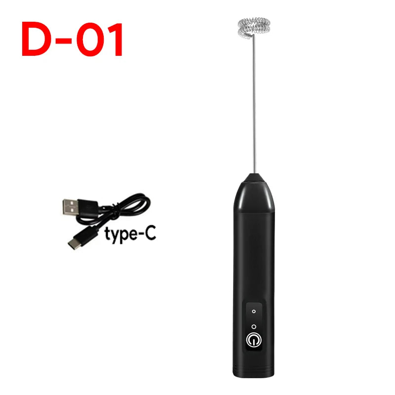 Wireless Electric Milk Frother Type-C Handheld Blender Stainless Steel Mini Coffee Maker Whisk Mixer for Coffee Cappuccino Cream