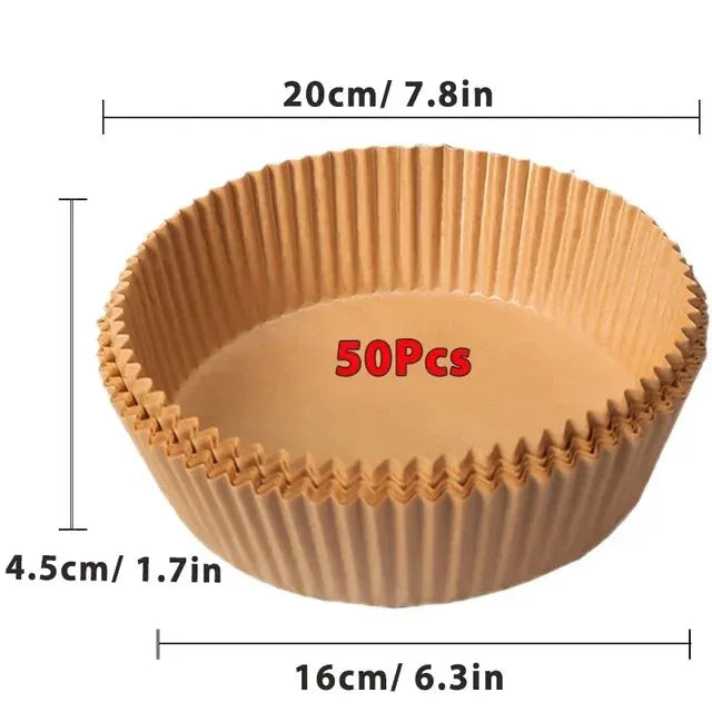 50/100Pcs Air Fryer Disposable Paper Non-Stick Air Fryer Baking Paper Round Air Fryer Paper Liners Kitchen Accessories