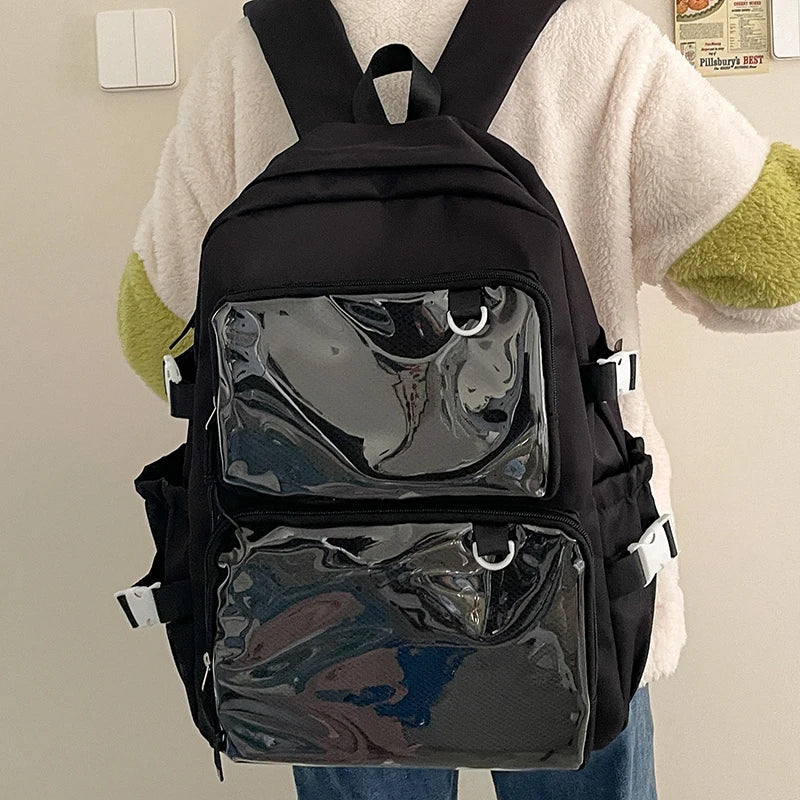 🎒✨ Mochila Transparente Estilo Japonés ITA – Gran Capacidad para Escuela, Universidad y Cosplay 💖🌸