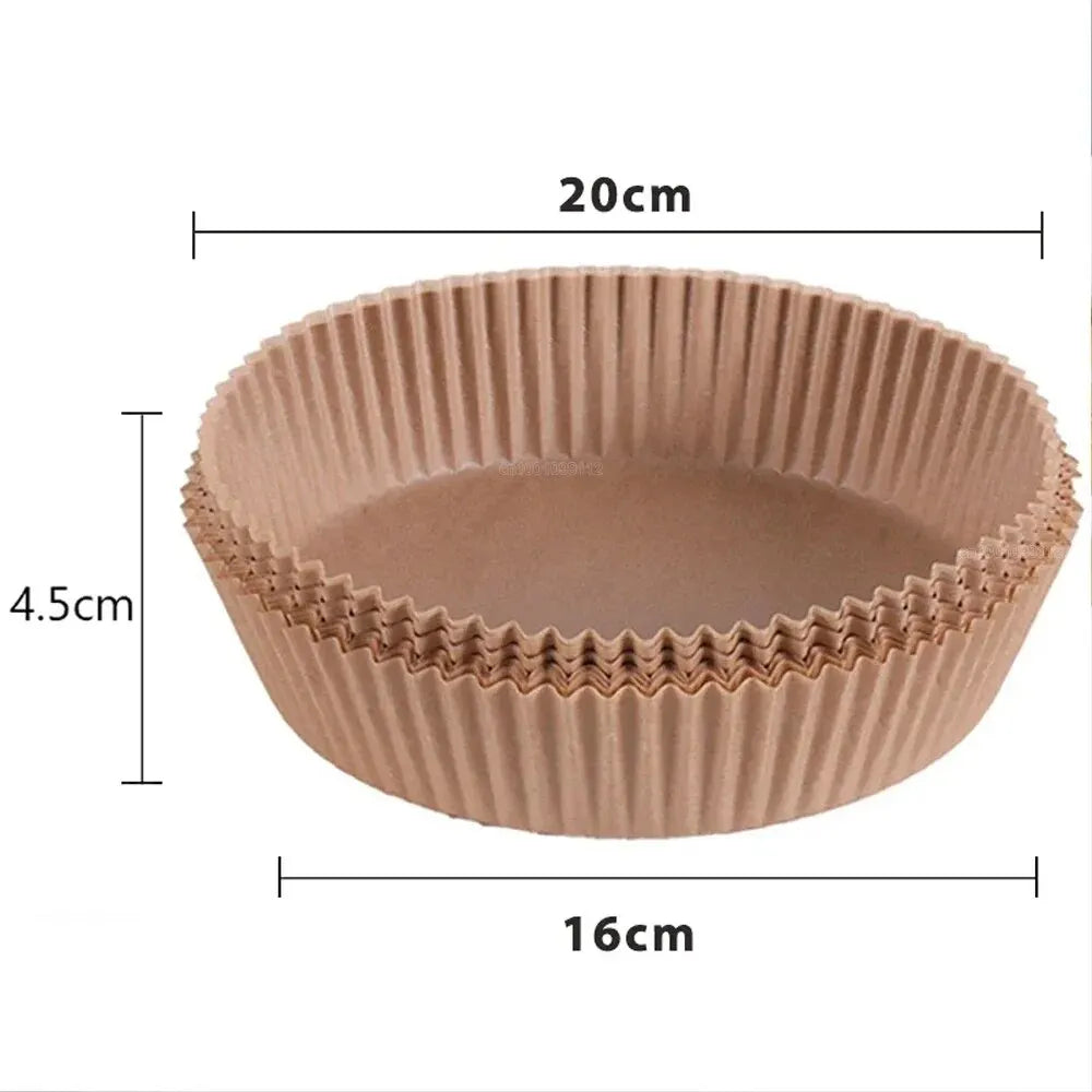 50/100Pcs Air Fryer Disposable Paper Non-Stick Air Fryer Baking Paper Round Air Fryer Paper Liners Kitchen Accessories