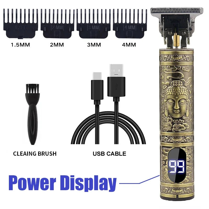 Vintage Hair Clipper Cordless Trimmer Portable USB Fast Charging Hair Cutting Machine Electric Shaver Professional Barber