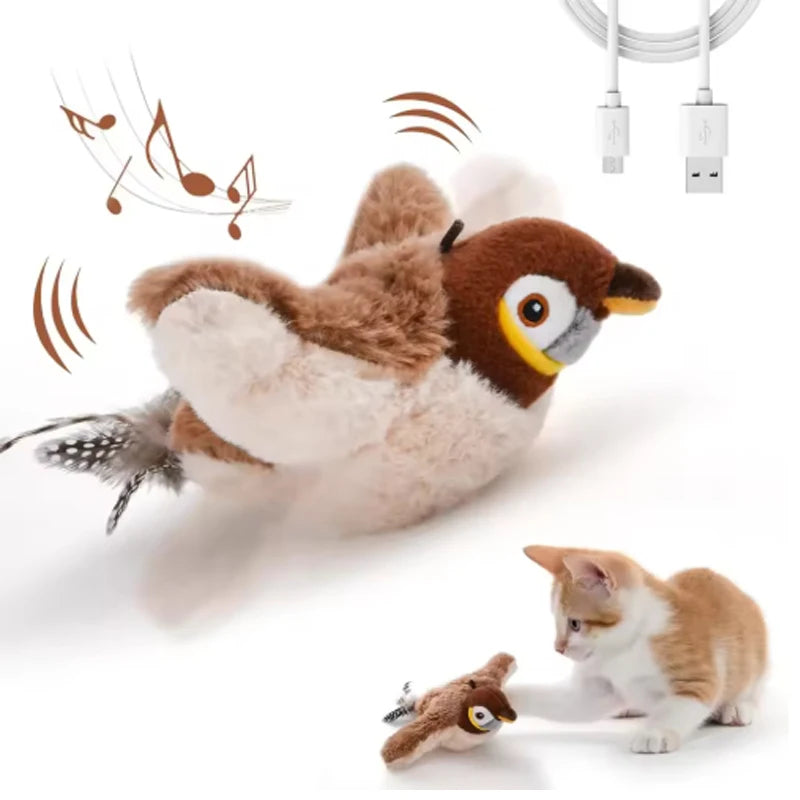🐦🐱 Juguete Interactivo para Gatos con Pájaro de Peluche que Aletea 🔋🧸