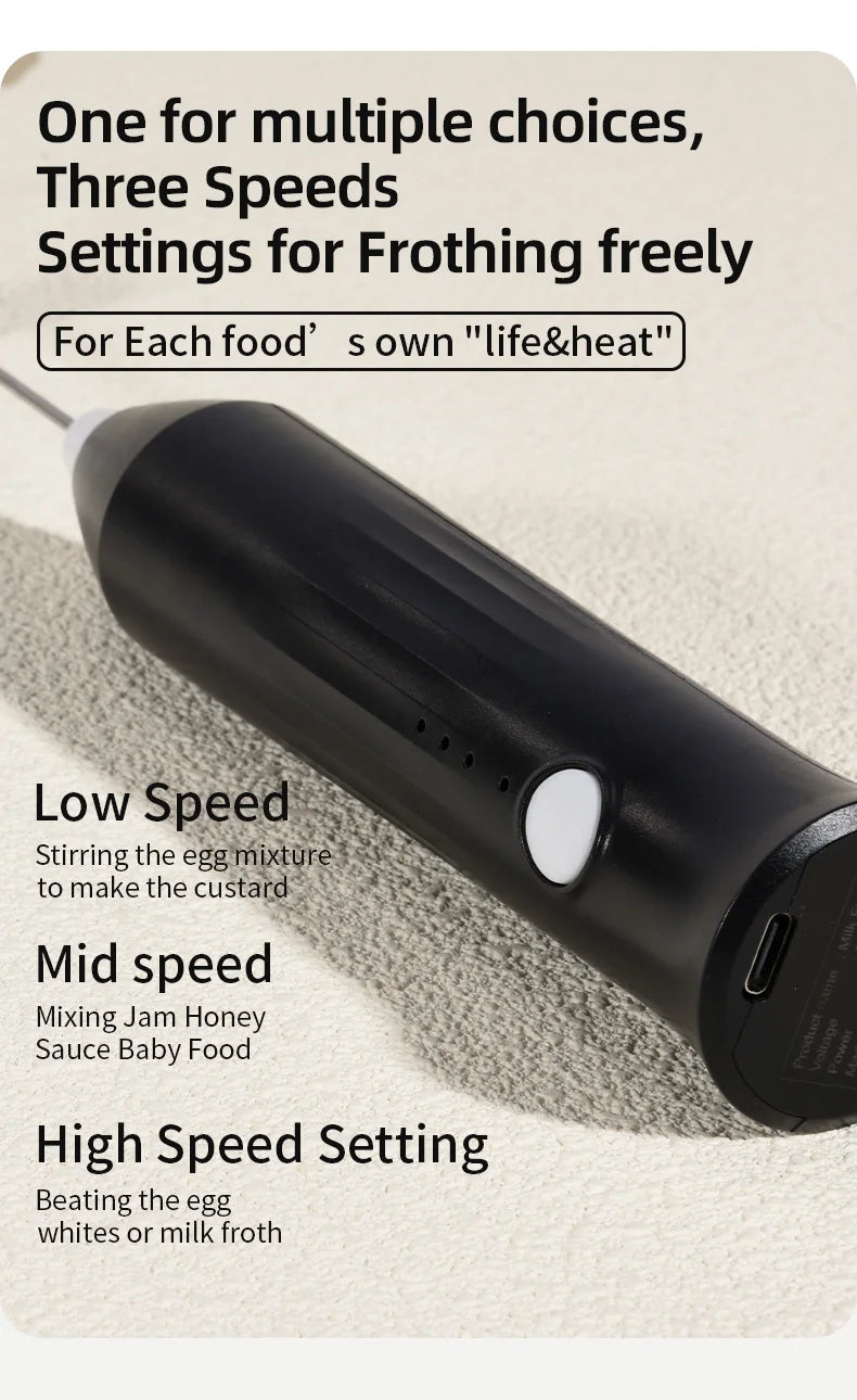 Wireless Electric Milk Frother Type-C Handheld Blender Stainless Steel Mini Coffee Maker Whisk Mixer for Coffee Cappuccino Cream