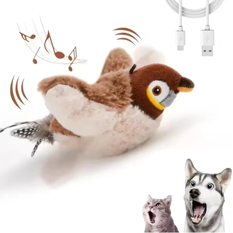 🐦🐱 Juguete Interactivo para Gatos con Pájaro de Peluche que Aletea 🔋🧸