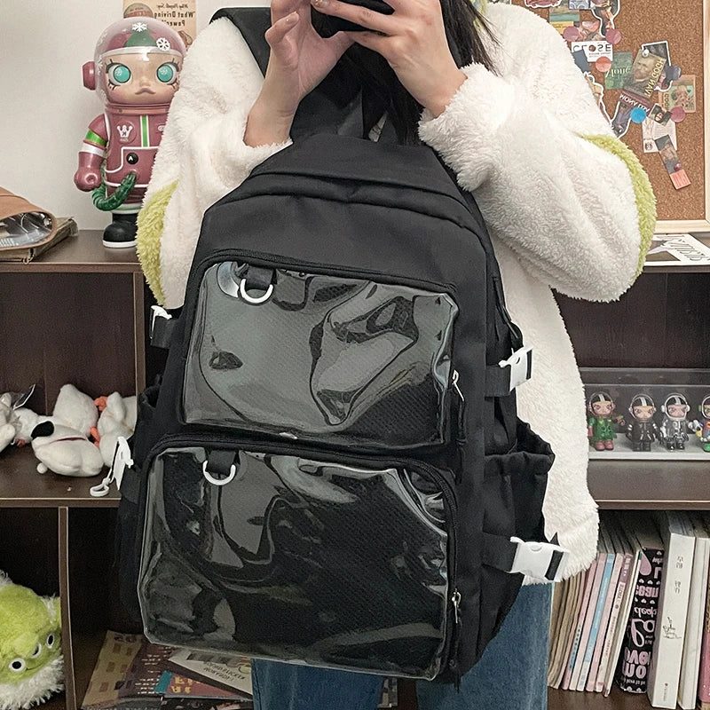 🎒✨ Mochila Transparente Estilo Japonés ITA – Gran Capacidad para Escuela, Universidad y Cosplay 💖🌸