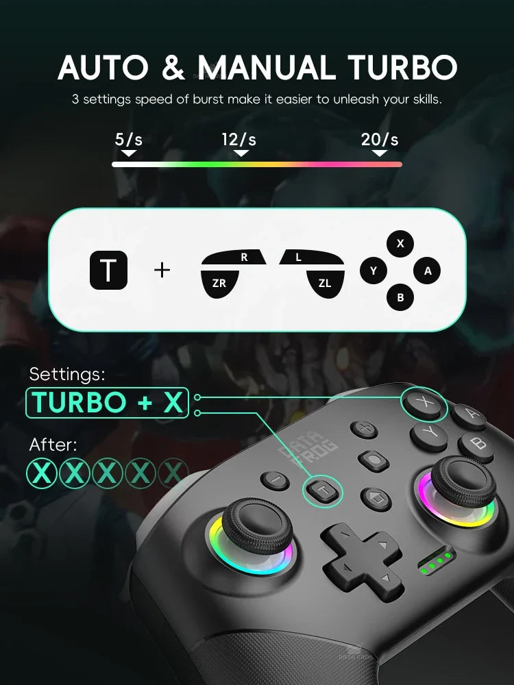 🎮 Control Inalámbrico DATA FROG RGB para Nintendo Switch y PC 🕹️