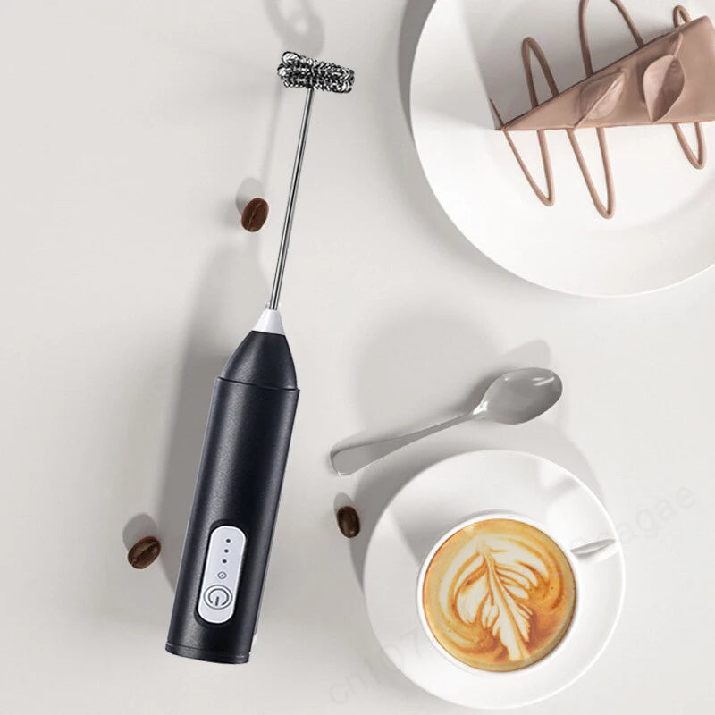 Wireless Electric Milk Frother Type-C Handheld Blender Stainless Steel Mini Coffee Maker Whisk Mixer for Coffee Cappuccino Cream