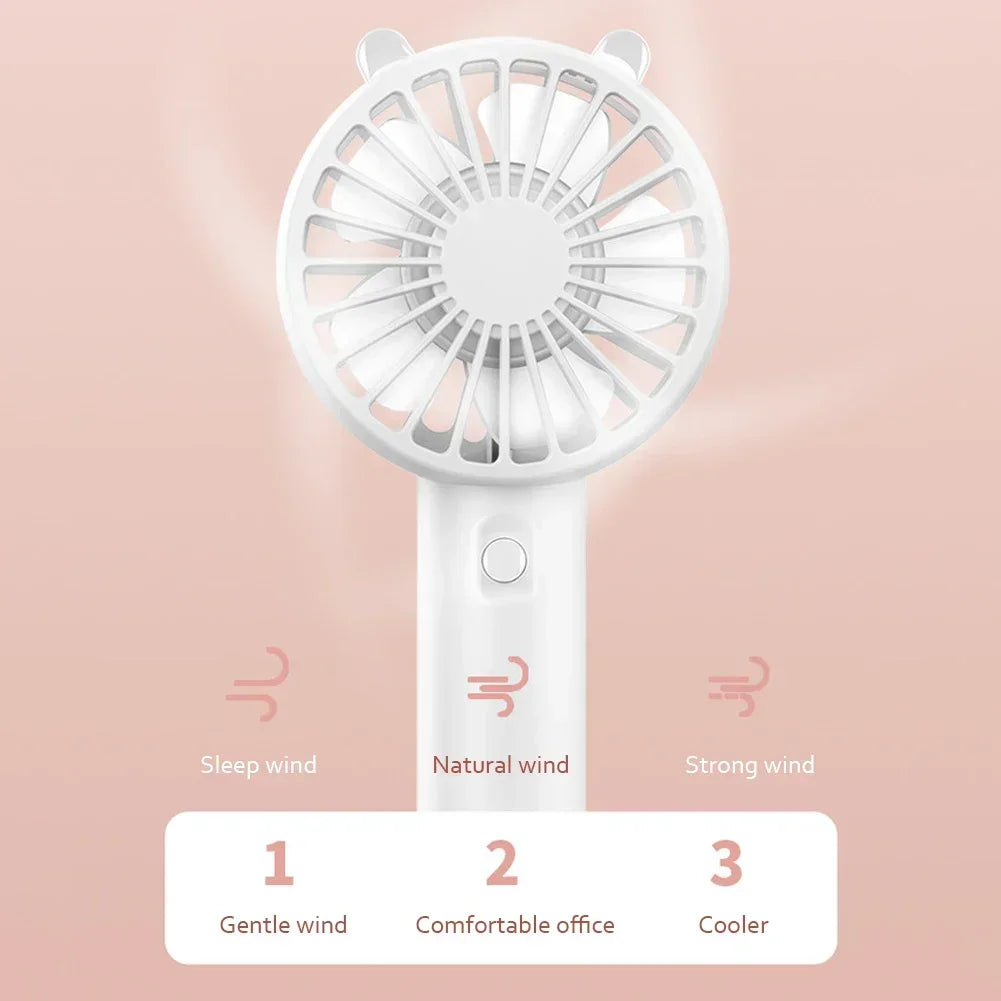 Mini USB Rechargeable Handheld Fan, Mute Portable Cooling Fan for Eyelash Makeup Desk Outdoor