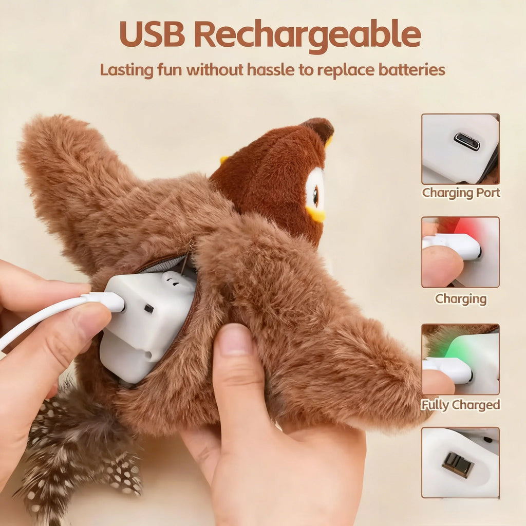 🐦🐱 Juguete Interactivo para Gatos con Pájaro de Peluche que Aletea 🔋🧸