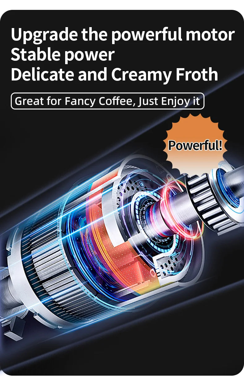 Wireless Electric Milk Frother Type-C Handheld Blender Stainless Steel Mini Coffee Maker Whisk Mixer for Coffee Cappuccino Cream