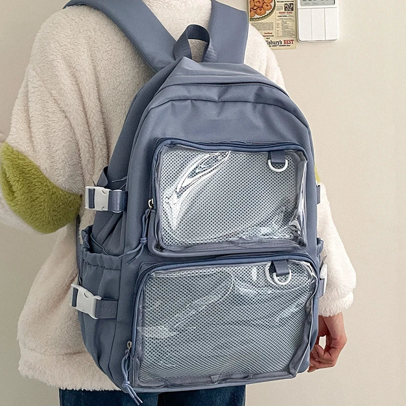 🎒✨ Mochila Transparente Estilo Japonés ITA – Gran Capacidad para Escuela, Universidad y Cosplay 💖🌸