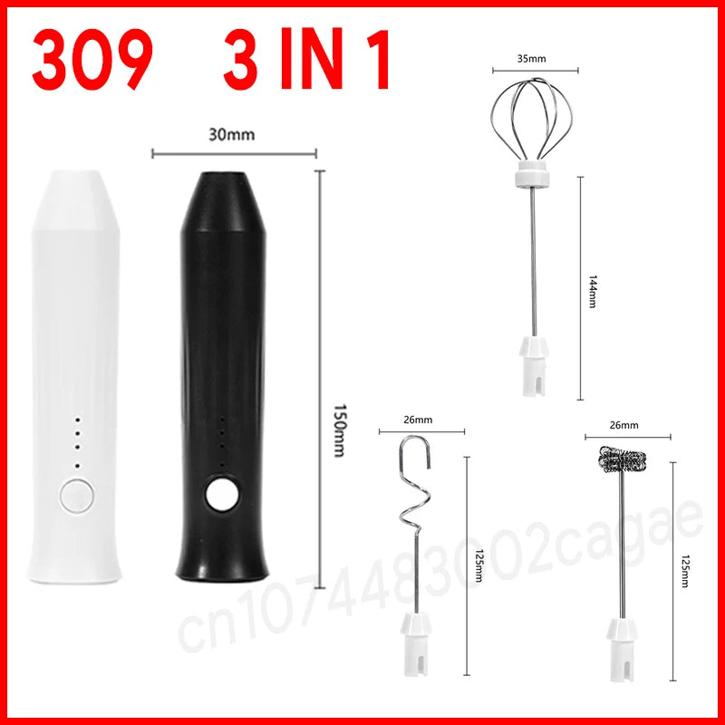 Wireless Electric Milk Frother Type-C Handheld Blender Stainless Steel Mini Coffee Maker Whisk Mixer for Coffee Cappuccino Cream
