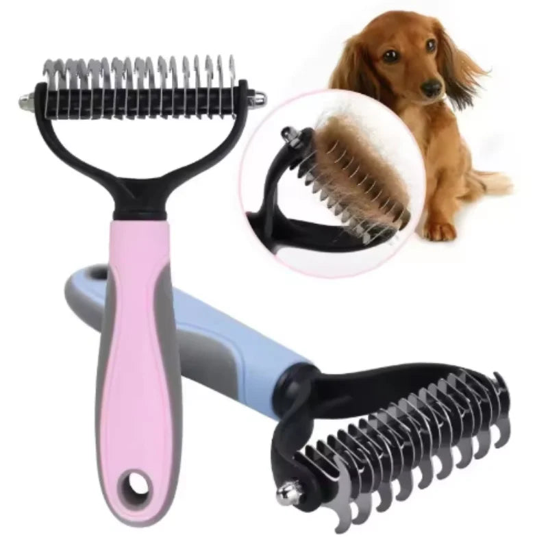 Cepillo de aseo para mascotas de acero inoxidable de doble cara: peine para eliminar el pelo, cepillo para desenredar el pelo de perros y gatos, esencial para el aseo de gatos