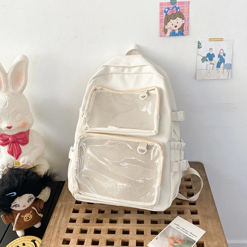 🎒✨ Mochila Transparente Estilo Japonés ITA – Gran Capacidad para Escuela, Universidad y Cosplay 💖🌸