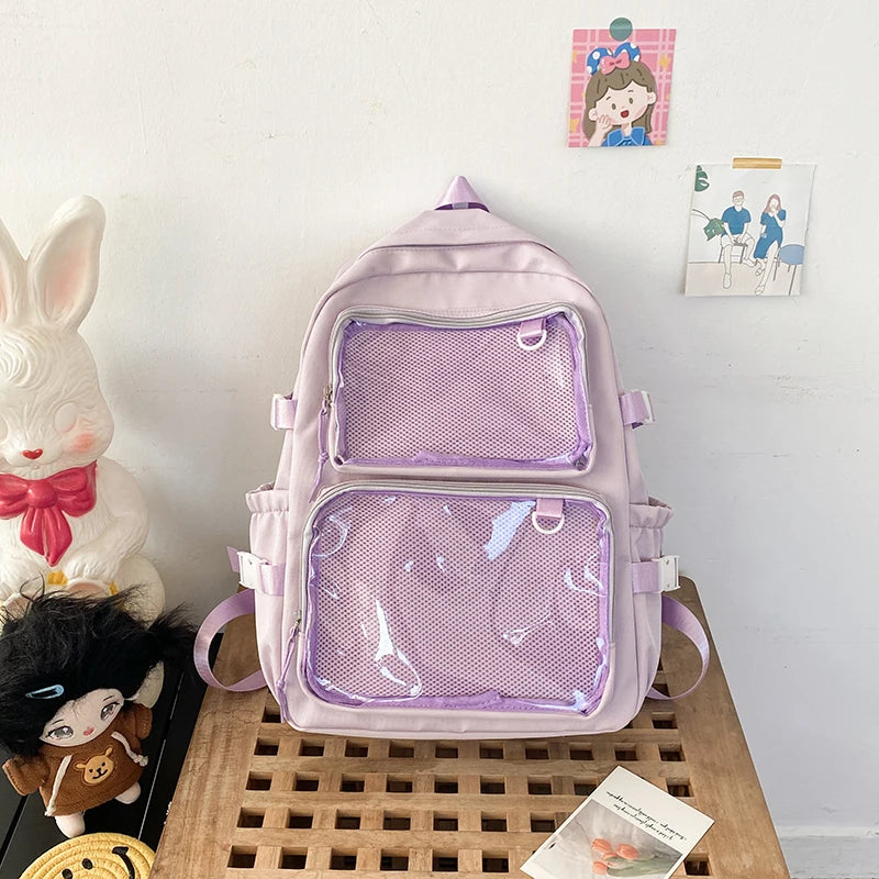 🎒✨ Mochila Transparente Estilo Japonés ITA – Gran Capacidad para Escuela, Universidad y Cosplay 💖🌸