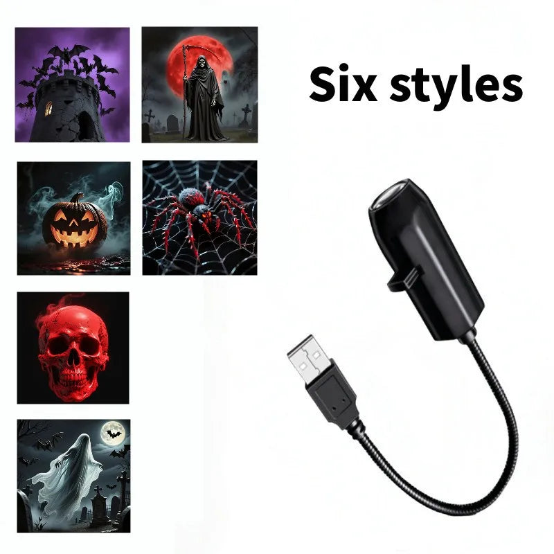 🎃💀 Proyector LED USB de Halloween – 12 Diseños de Terror para Paredes, Techos y Ventanas 👻🔦