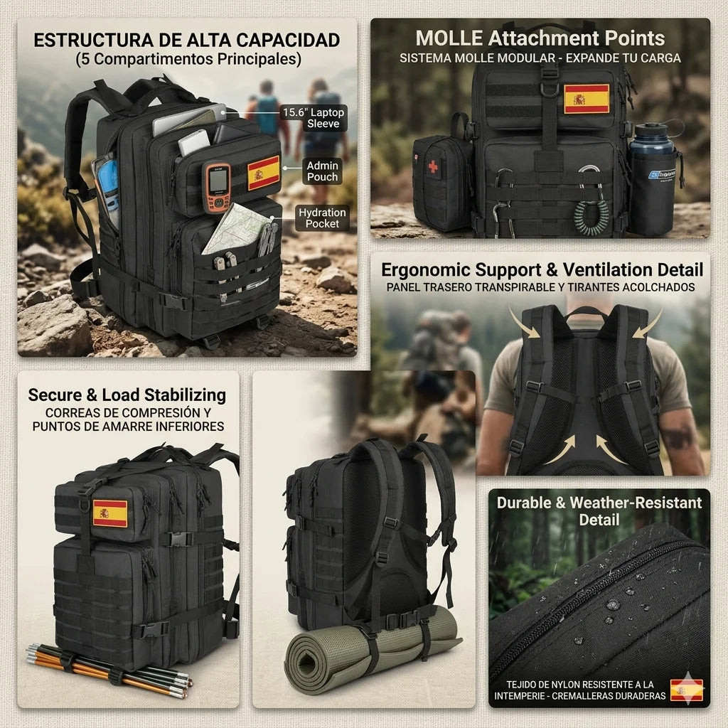 🎒 Mochila Táctica de Viaje y Senderismo 50L/32L 🏕️🌍