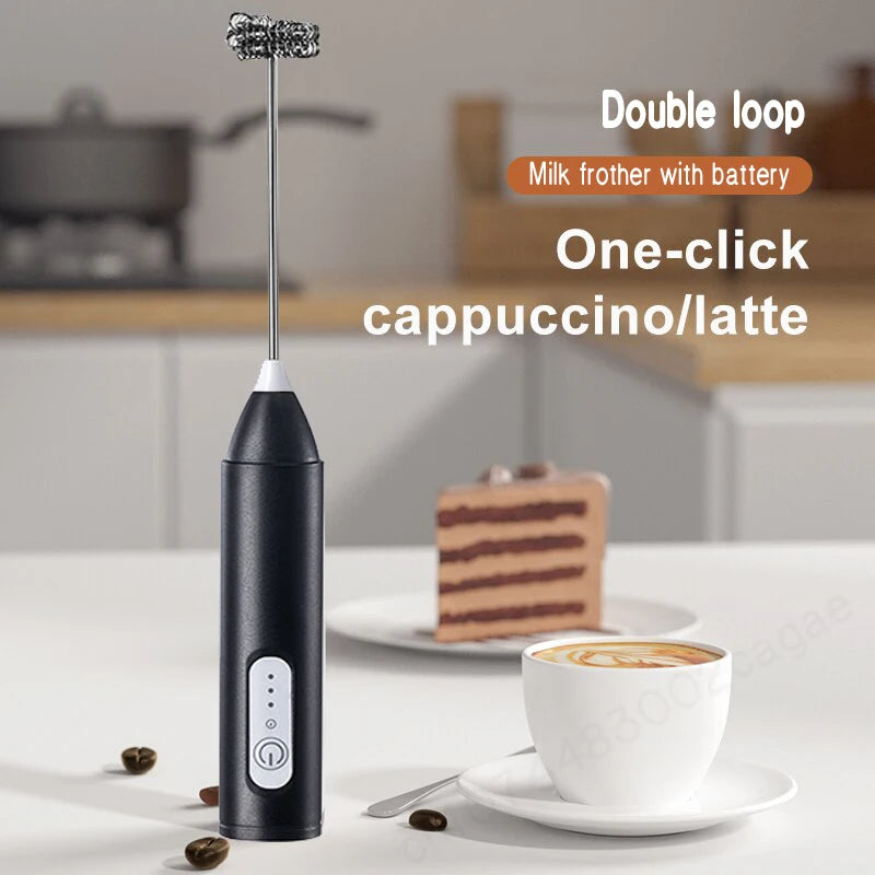 Wireless Electric Milk Frother Type-C Handheld Blender Stainless Steel Mini Coffee Maker Whisk Mixer for Coffee Cappuccino Cream