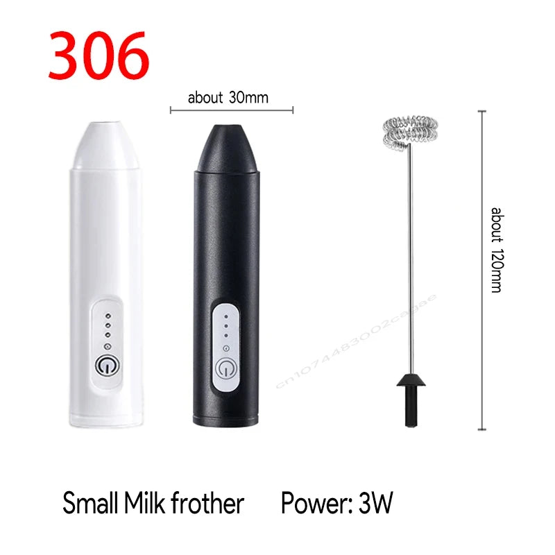 Wireless Electric Milk Frother Type-C Handheld Blender Stainless Steel Mini Coffee Maker Whisk Mixer for Coffee Cappuccino Cream