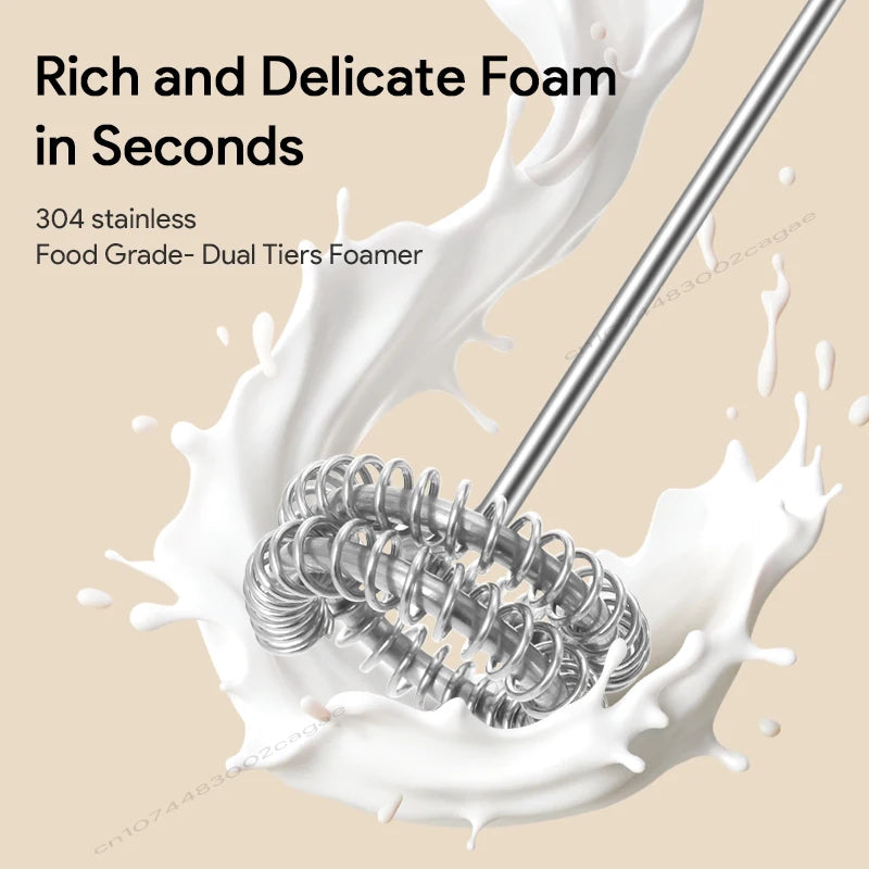 Wireless Electric Milk Frother Type-C Handheld Blender Stainless Steel Mini Coffee Maker Whisk Mixer for Coffee Cappuccino Cream