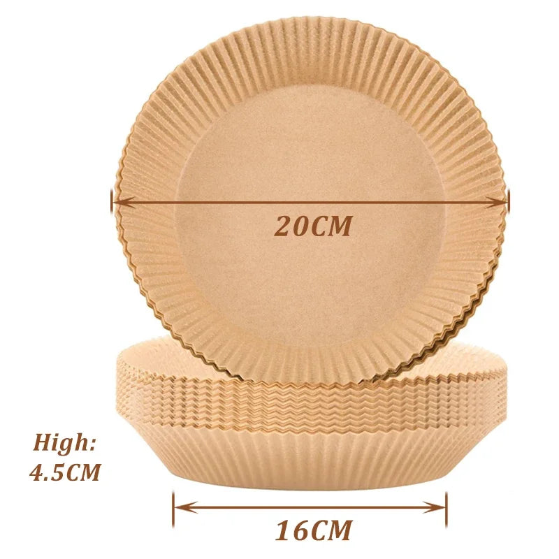 50/100Pcs Air Fryer Disposable Paper Non-Stick Air Fryer Baking Paper Round Air Fryer Paper Liners Kitchen Accessories
