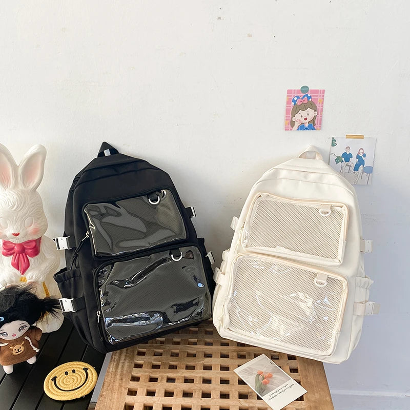 🎒✨ Mochila Transparente Estilo Japonés ITA – Gran Capacidad para Escuela, Universidad y Cosplay 💖🌸