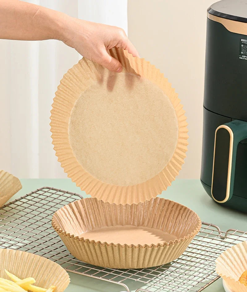 50/100Pcs Air Fryer Disposable Paper Non-Stick Air Fryer Baking Paper Round Air Fryer Paper Liners Kitchen Accessories