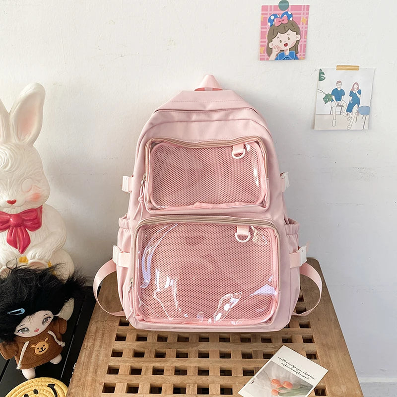 🎒✨ Mochila Transparente Estilo Japonés ITA – Gran Capacidad para Escuela, Universidad y Cosplay 💖🌸