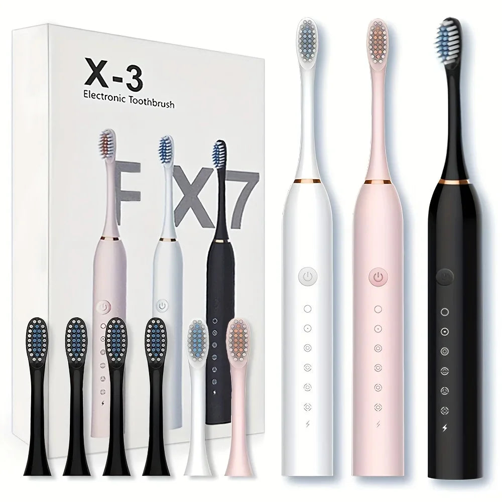 Electric Toothbrush Soft Bristles 6-Speed Automatic for Adults & Kids Universal Smart Charging All-Age Compatible