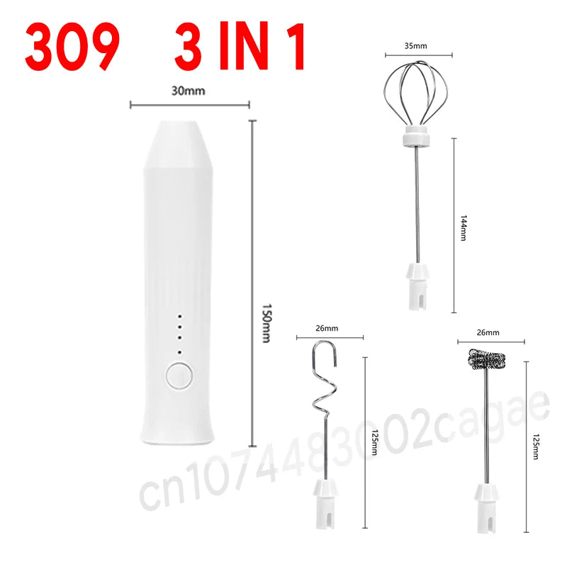 Wireless Electric Milk Frother Type-C Handheld Blender Stainless Steel Mini Coffee Maker Whisk Mixer for Coffee Cappuccino Cream