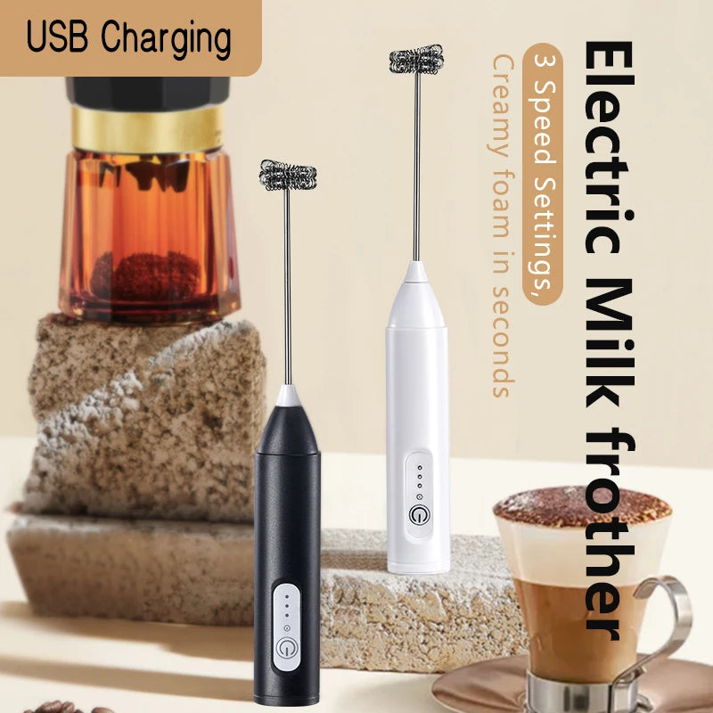 Wireless Electric Milk Frother Type-C Handheld Blender Stainless Steel Mini Coffee Maker Whisk Mixer for Coffee Cappuccino Cream