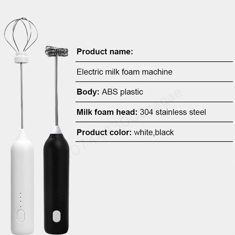 Wireless Electric Milk Frother Type-C Handheld Blender Stainless Steel Mini Coffee Maker Whisk Mixer for Coffee Cappuccino Cream