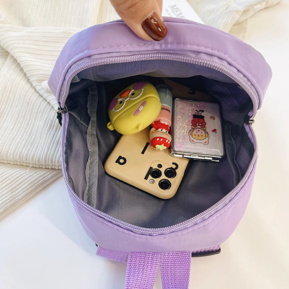 🎒 Mochila Mini para Mujer de Nylon en Colores Sólidos 💜✨