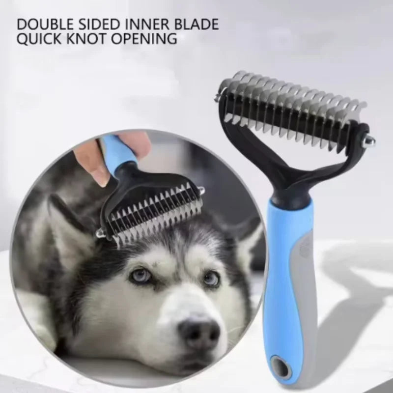 Cepillo de aseo para mascotas de acero inoxidable de doble cara: peine para eliminar el pelo, cepillo para desenredar el pelo de perros y gatos, esencial para el aseo de gatos