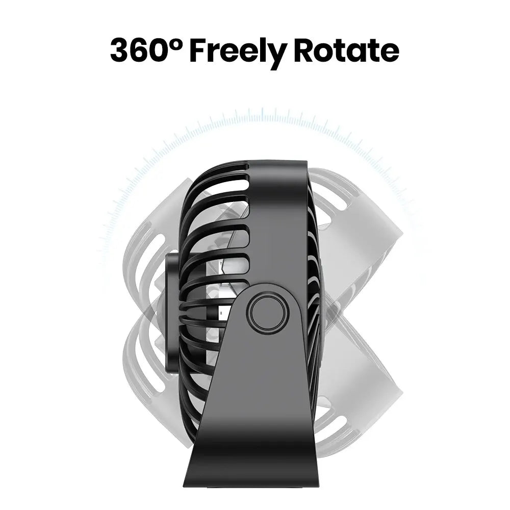 TOPK 4-Inch USB Mini Portable Fan for Camping, 3 Speeds Quiet Desk Table Personal Fan, 360° Adjustment Standing Fans for Room Home