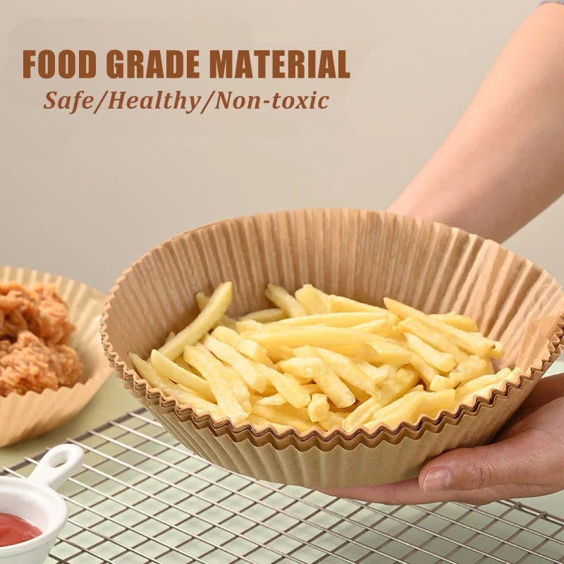 50/100Pcs Air Fryer Disposable Paper Non-Stick Air Fryer Baking Paper Round Air Fryer Paper Liners Kitchen Accessories