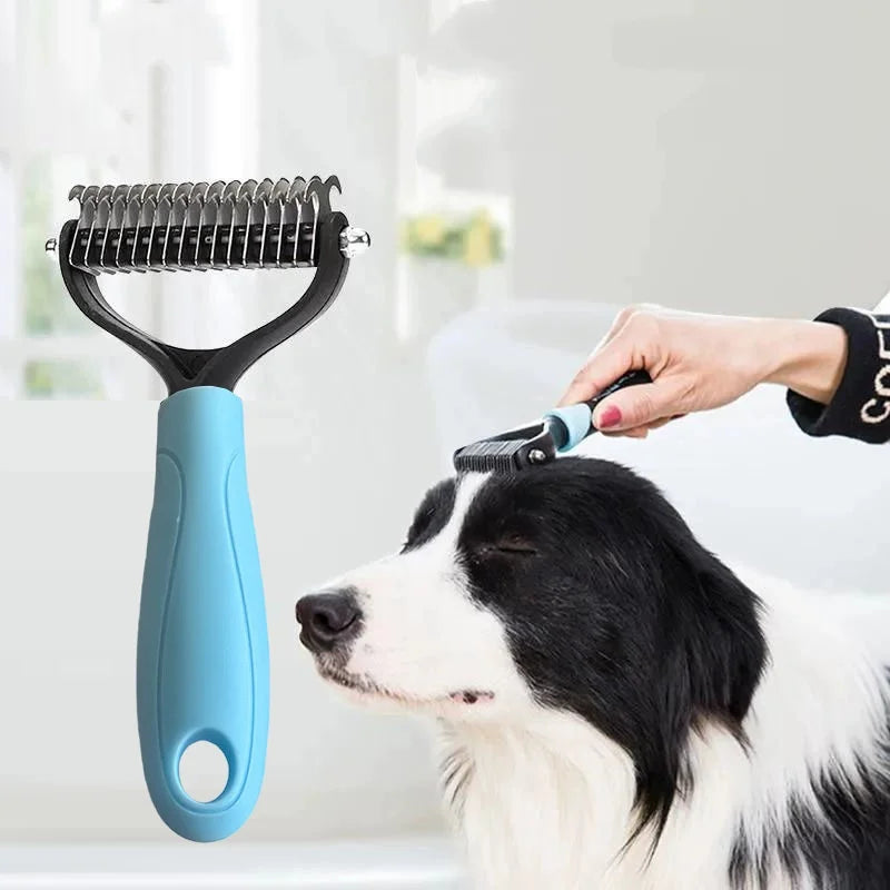 Cepillo de aseo para mascotas de acero inoxidable de doble cara: peine para eliminar el pelo, cepillo para desenredar el pelo de perros y gatos, esencial para el aseo de gatos