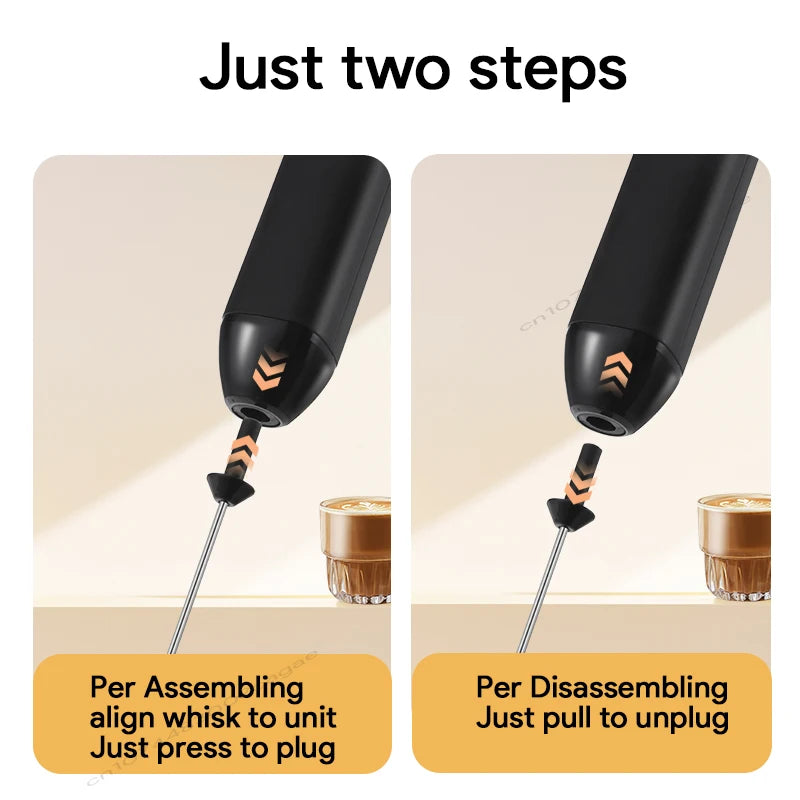Wireless Electric Milk Frother Type-C Handheld Blender Stainless Steel Mini Coffee Maker Whisk Mixer for Coffee Cappuccino Cream