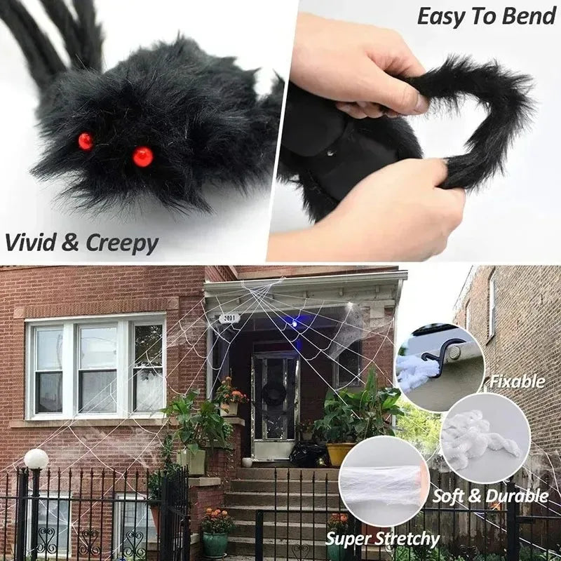 🎃🕷️ Araña Gigante de Halloween – Decoración Terrorífica para Interior y Exterior 👻🕸️