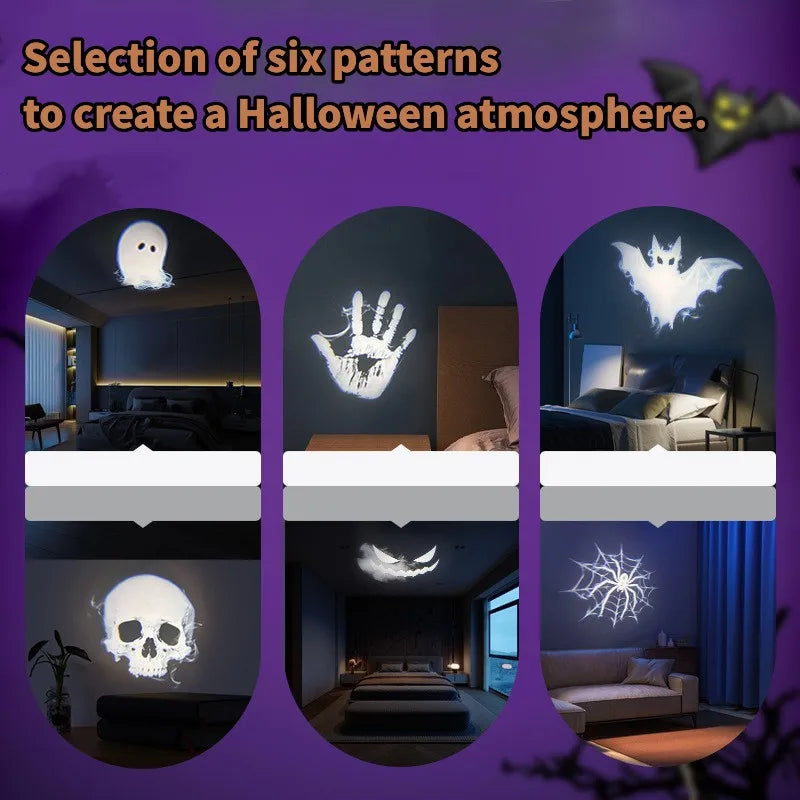 🎃💀 Proyector LED USB de Halloween – 12 Diseños de Terror para Paredes, Techos y Ventanas 👻🔦