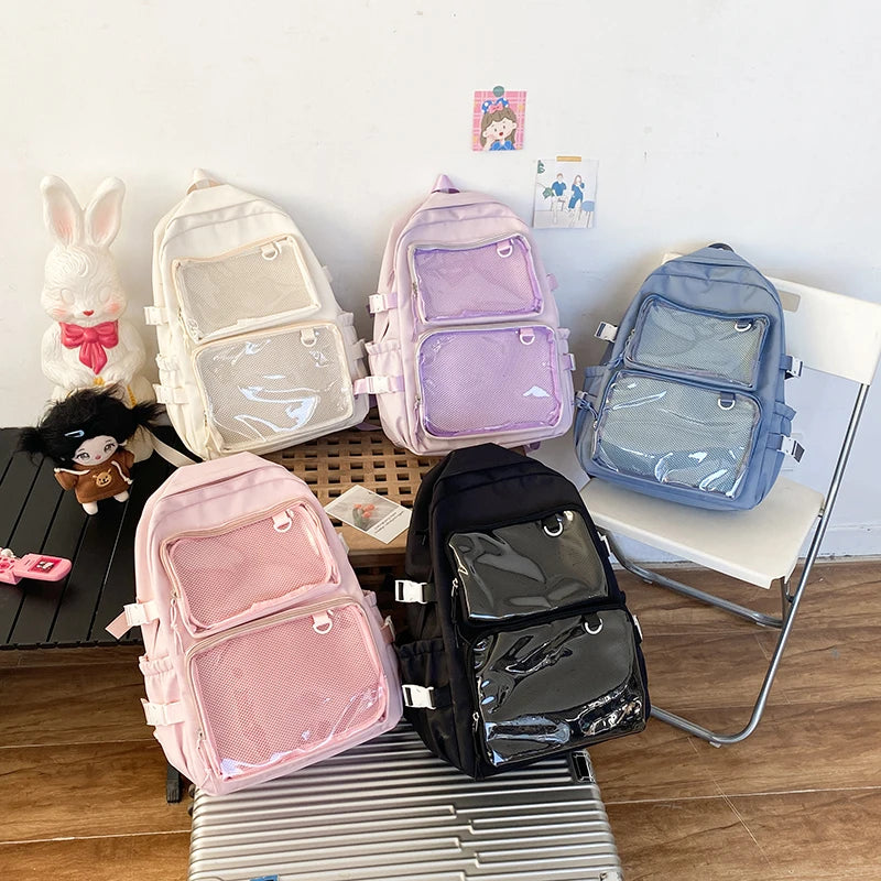 🎒✨ Mochila Transparente Estilo Japonés ITA – Gran Capacidad para Escuela, Universidad y Cosplay 💖🌸