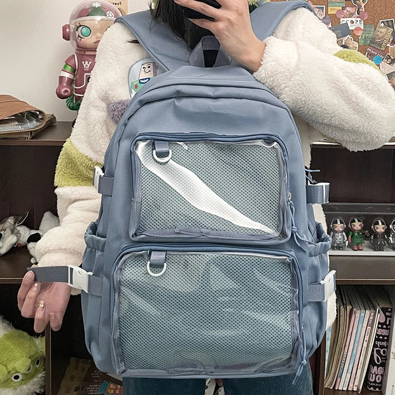 🎒✨ Mochila Transparente Estilo Japonés ITA – Gran Capacidad para Escuela, Universidad y Cosplay 💖🌸