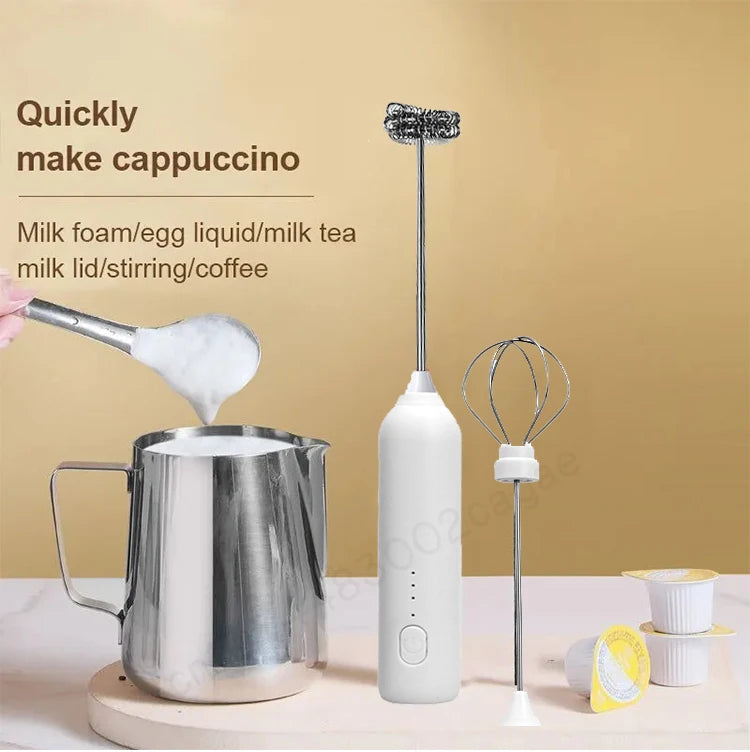Wireless Electric Milk Frother Type-C Handheld Blender Stainless Steel Mini Coffee Maker Whisk Mixer for Coffee Cappuccino Cream