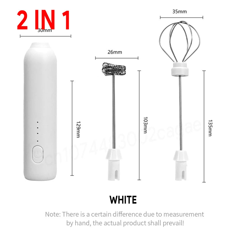 Wireless Electric Milk Frother Type-C Handheld Blender Stainless Steel Mini Coffee Maker Whisk Mixer for Coffee Cappuccino Cream